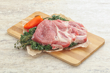 Raw pork neck for cooking