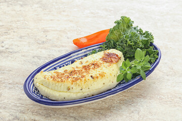 Roasted traditional cheese haloumi
