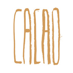 Vintage Cocoa lettering emblem. Hand drawn sketch PNG Cacao writing. Old fashioned handmade lettering Cocoa isolated. Bean-to-Bar Cacao. Organic product doodle. Label chocolate. Retro style badge.