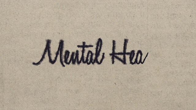Script font graphic with ink bleeding into paper, on green screen and on a white background, writing the text "mental health"