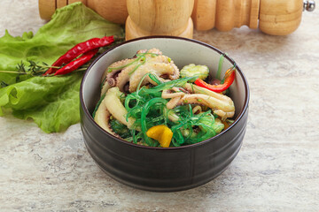 Salad with baby octopus and chukka