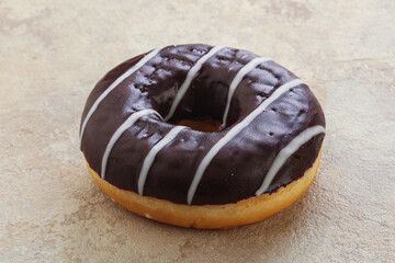 Glazed sweet tasty chocolate donut