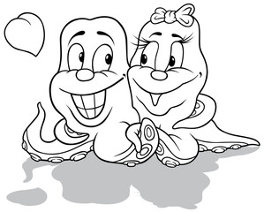 Drawing of Two Octopuses in Love