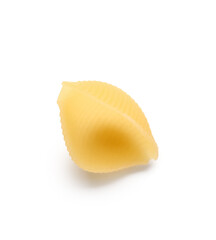 Raw conchiglie pasta isolated on white background