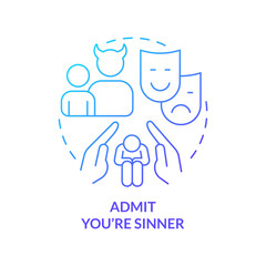 Admit you are sinner blue gradient concept icon. Save your soul. Becoming Christian reason abstract idea thin line illustration. Isolated outline drawing. Myriad Pro-Bold font used