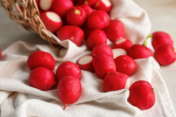 Fresh radish on light background, closeup