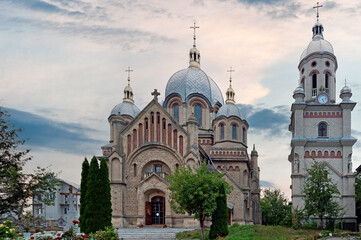 Greek Catholic Church of Saint Michael the Archangel in Tovste Ukraine - obrazy, fototapety, plakaty
