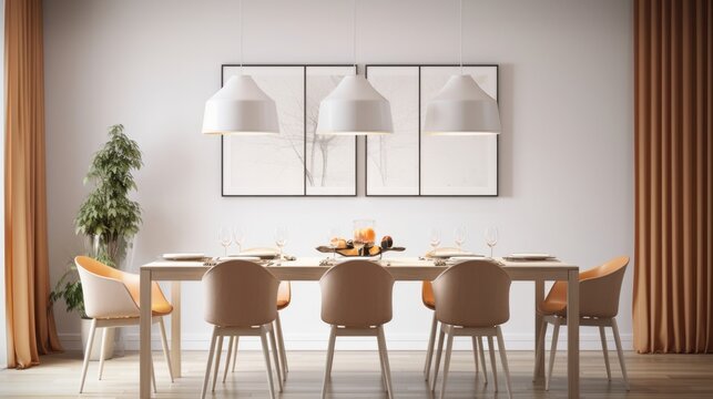 Modern Interior Design Background. Stylish Dining room. Generative AI.