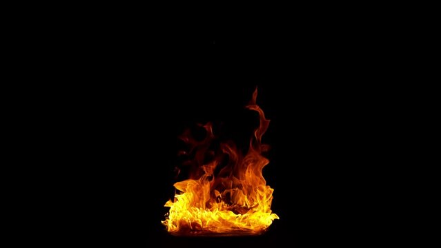 Super Slow Motion Shot of Real Fire Flame Isolated on Black Background at 1000fps.