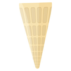 Waffle cone for ice cream in cartoon style isolated on white. Clipart.