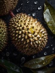 Naklejka na ściany i meble durian jack fruit on black background