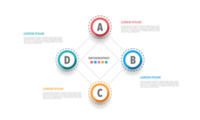 Infographic diamond 4 steps or options. Vector illustration.