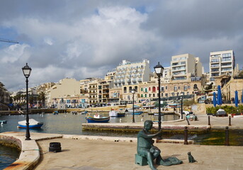 Spinola Bay in the Town St. Julians on the Island Malta