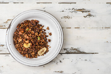 granola baked with nuts and honey