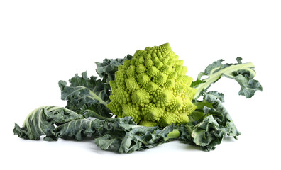 Romanesco cabbage on white background