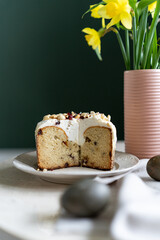 Delicious homemade Easter cake with berries and nuts