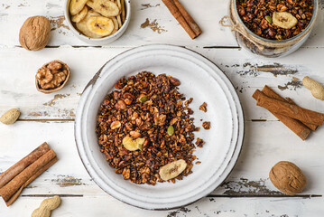 granola baked with nuts and honey