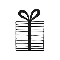 Gift box with different bows. Hand drawn vector illustration.