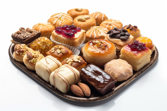 A tray of assorted Middle Eastern desserts