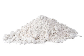 A pile of dry white clay used in cosmetics isolated on transparent background. - obrazy, fototapety, plakaty