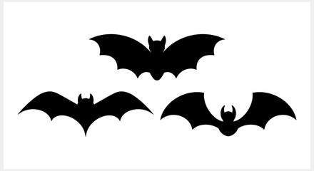Set of black bats isolated on white. Vector illustration. EPS 10