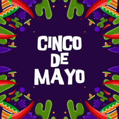 Cinco de Mayo, may 5th federal holiday in Mexico. Fiesta banner and poster design