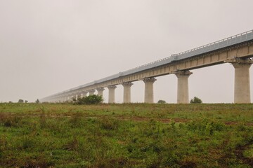 Scenic view of Nairobi Mombasa Standard Gauge Railway line seen from Nairobi National Park, Kenya