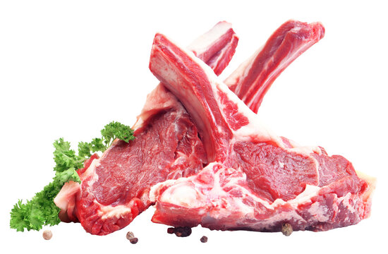 Raw lamb ribs isolated