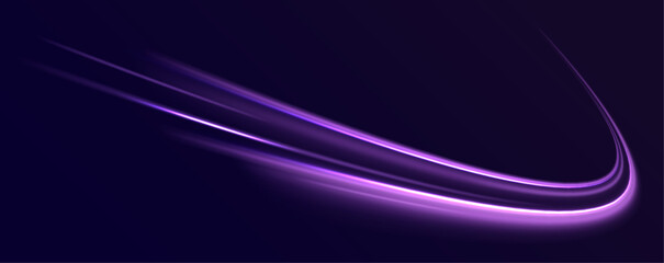 The effect of speed on a blue background.  Abstract light lines of movement and speed with white color glitters.