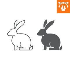 Fototapeta na wymiar Rabbit line and solid icon, outline style icon for web site or mobile app, animals and livestock, bunny vector icon, simple vector illustration, vector graphics with editable strokes.