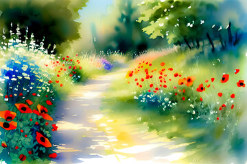 Obraz na płótnie Canvas beautiful landscape with a bouquet of flowers 