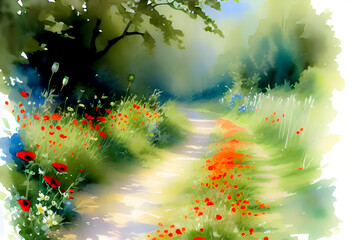 Obraz na płótnie Canvas beautiful landscape with a bouquet of flowers 