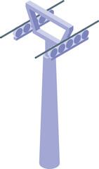 Ski lift cable icon isometric vector. Winter travel. Snow skier