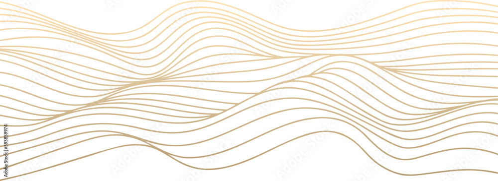 Poster vector abstract line art wavy flowing dynamic gold isolated on white background in concept luxury, w