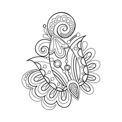 Beautiful Folkloric Flower, Nature Inspired Design Element. Ornate Abstract Pattern. Ethnic Motif, Floral Style. Vector Illustration. Coloring Book Page