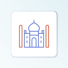 Line Taj Mahal mausoleum in Agra, Indiaicon isolated on white background. Colorful outline concept. Vector