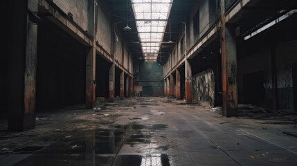 Abandoned metallurgical factory interior and building demolition with Generative AI Technology