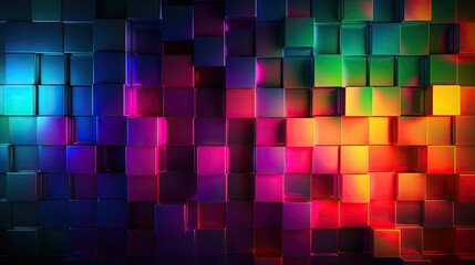 Abstract 3d colorful background wallpaper with glass square with Generative AI Technology