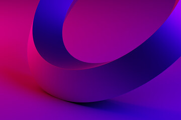Abstract shape against purple  background, 3D illustration.  Smooth shape 3d rendering