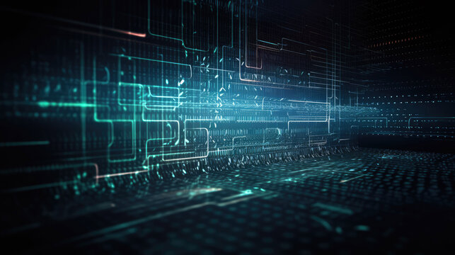 Programming code abstract technology background of software developer with Generative AI Technology