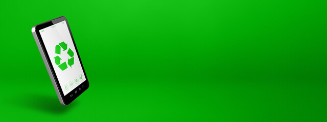 Smartphone with a recycling symbol on screen. environmental conservation concept