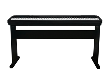 Cutout of an isolated black digital piano  with the transparent png