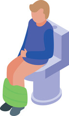 Kid on big toilet icon isometric vector. Baby child. Cute pot