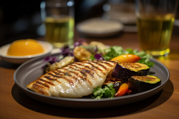 Grilled tilapia with a side of grilled eggplant