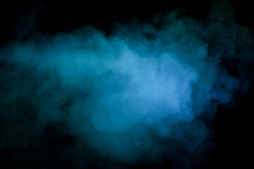 Blue and yellow steam on a black background.