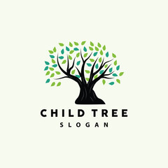 Tree Logo, Life Balance Education Vector, Luxurious Elegant Simple Tree Design, Playground Illustration Icon