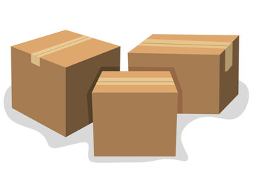 Set of cardboard box/carton packaging boxes. vector illustration.  