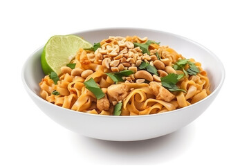 Pad Thai noodles with chicken and peanuts