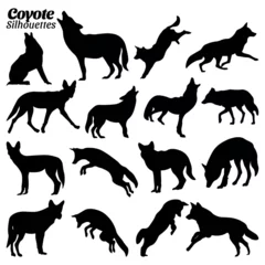 Foto op Canvas Coyote silhouette vector illustration set. © Ascreator
