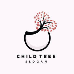 Tree Logo, Life Balance Education Vector, Luxurious Elegant Simple Tree Design, Playground Illustration Icon